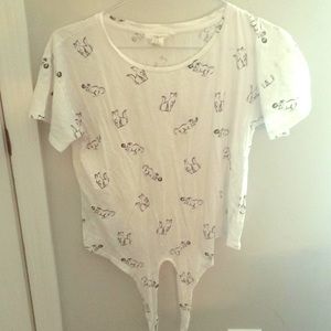 ⭐️FOREVER 21 cat lady, tie front T-shirt⭐️